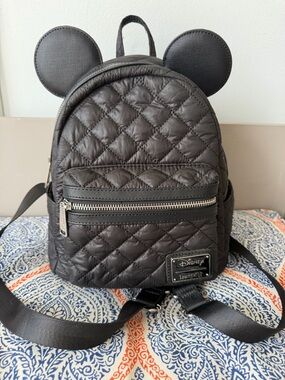 Disney Loungefly Mickey Mouse Quilted Mini Backpack - Black